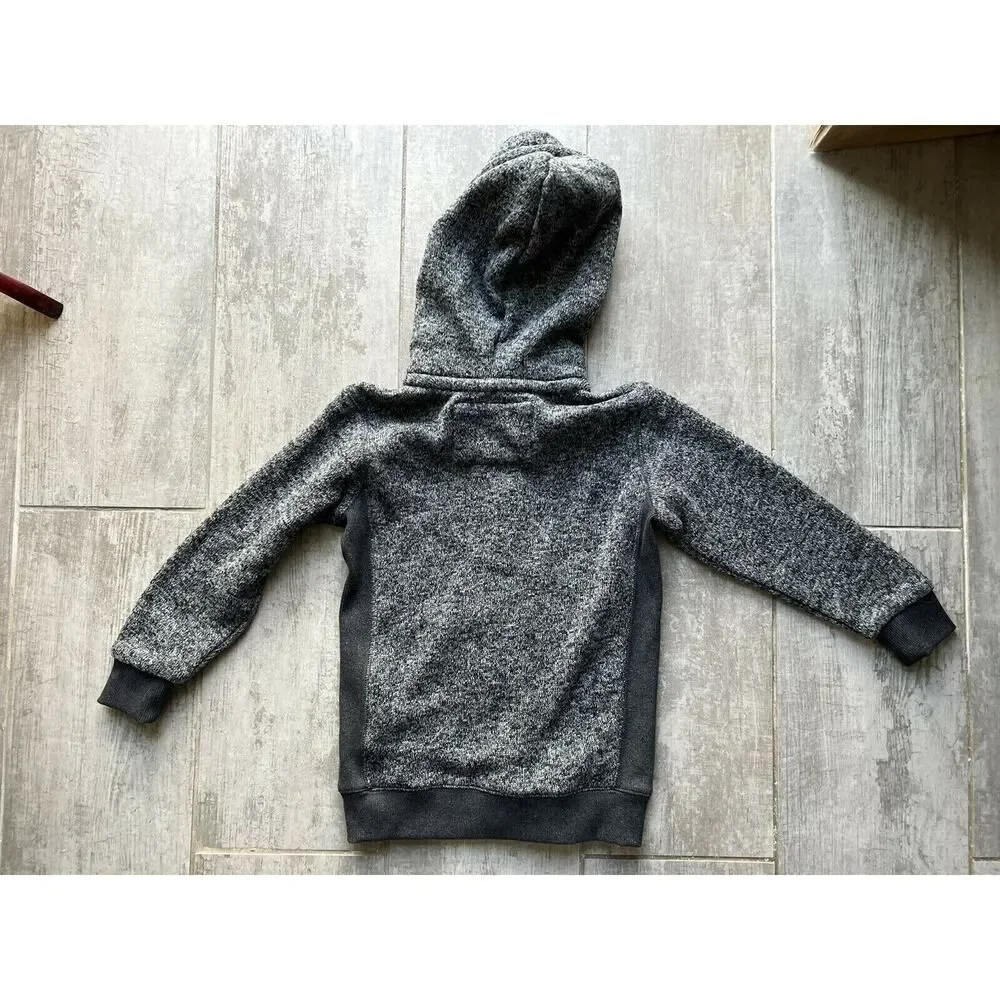 $55 QUIKSILVER Zip Hooded Sweatshirt Hoodie Boys Gray Kids KELLER Fleece Lined 7